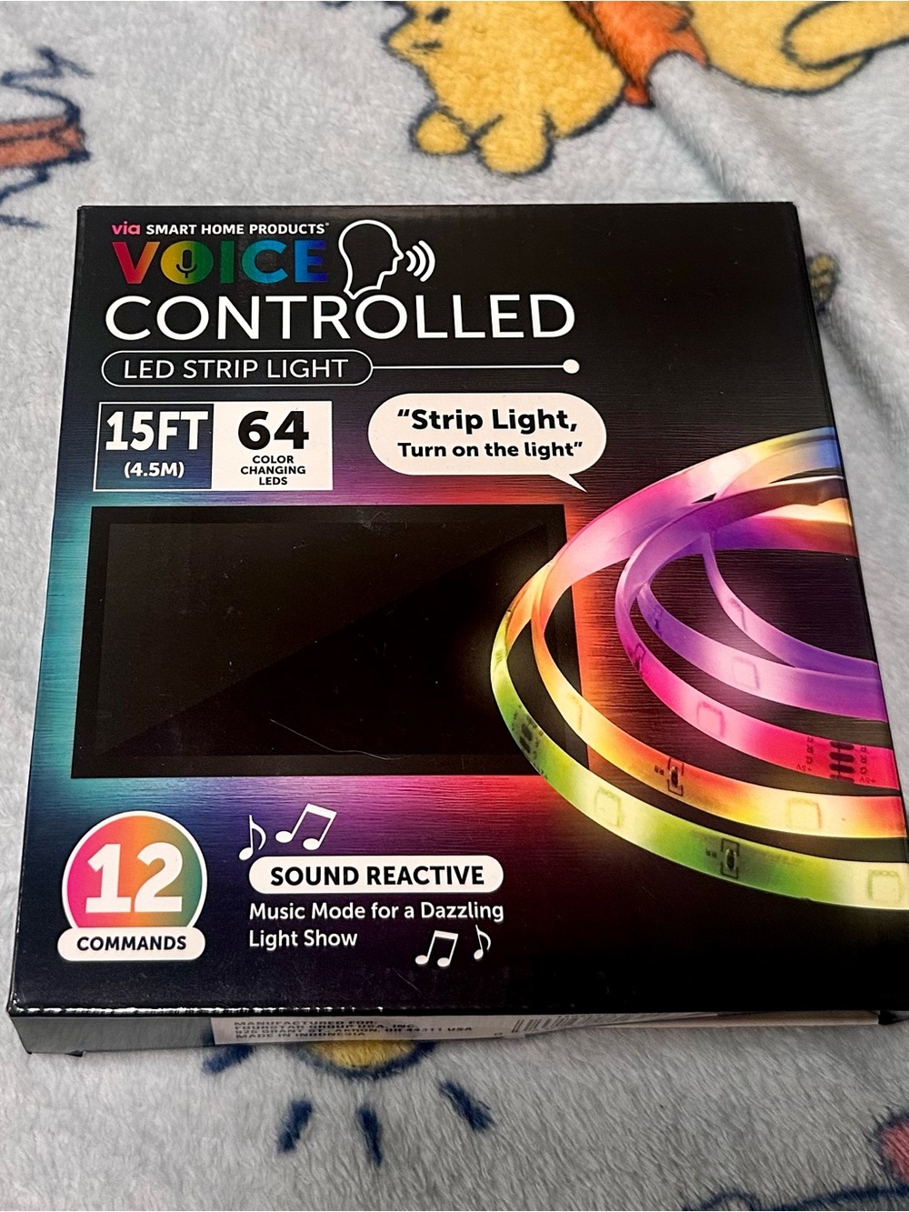 (NEW) Voice Controlled LED Strip Light - Black Multicolor